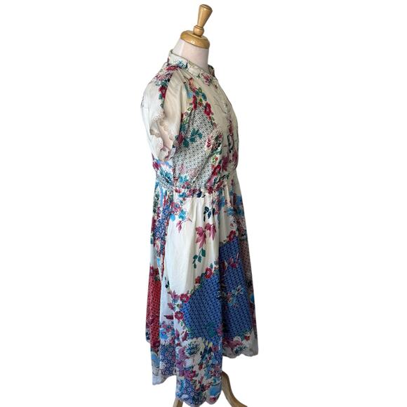 JOHNNY WASs  Lubello Parker Silk Patchwork Shirt Dress Multi Size Small - Picture 7 of 14